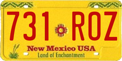 NM license plate 731ROZ
