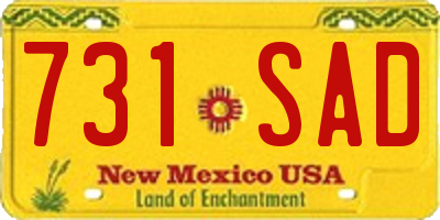 NM license plate 731SAD