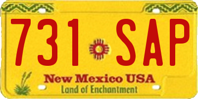 NM license plate 731SAP