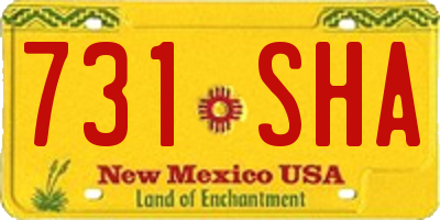 NM license plate 731SHA