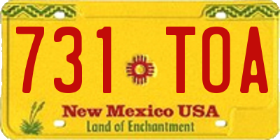 NM license plate 731TOA
