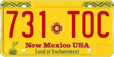 NM license plate 731TOC