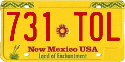 NM license plate 731TOL