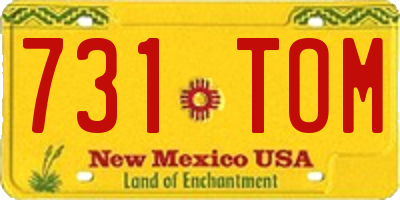 NM license plate 731TOM