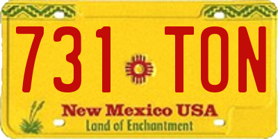 NM license plate 731TON