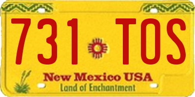 NM license plate 731TOS
