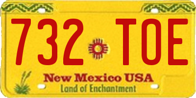 NM license plate 732TOE