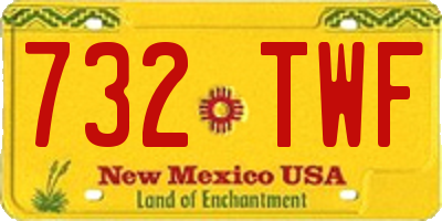 NM license plate 732TWF