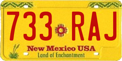 NM license plate 733RAJ