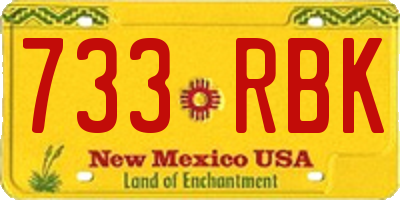 NM license plate 733RBK