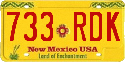 NM license plate 733RDK