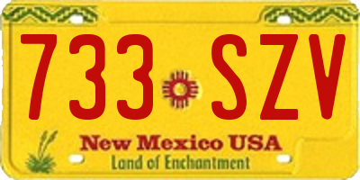 NM license plate 733SZV