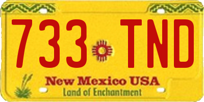 NM license plate 733TND