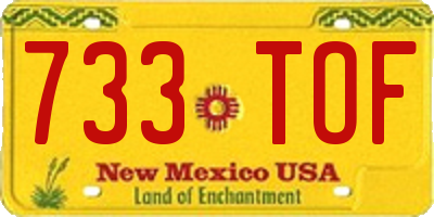 NM license plate 733TOF