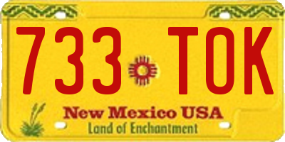 NM license plate 733TOK
