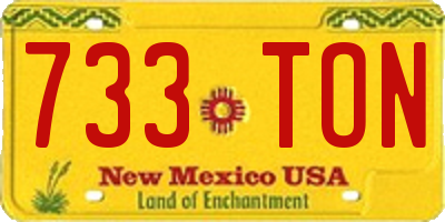 NM license plate 733TON