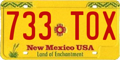 NM license plate 733TOX