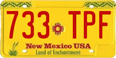 NM license plate 733TPF