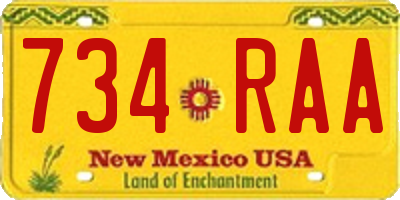 NM license plate 734RAA