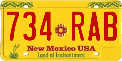 NM license plate 734RAB