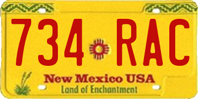 NM license plate 734RAC