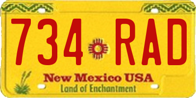 NM license plate 734RAD