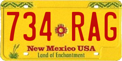 NM license plate 734RAG