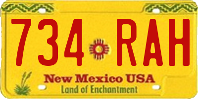 NM license plate 734RAH