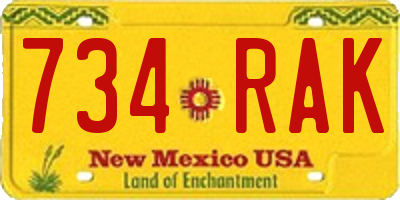 NM license plate 734RAK