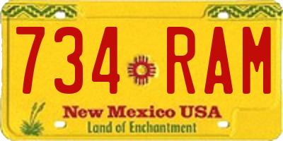 NM license plate 734RAM