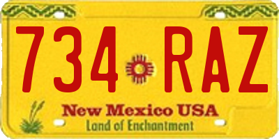 NM license plate 734RAZ