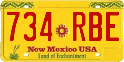 NM license plate 734RBE