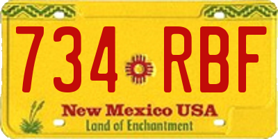 NM license plate 734RBF