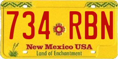 NM license plate 734RBN