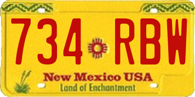 NM license plate 734RBW