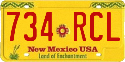 NM license plate 734RCL