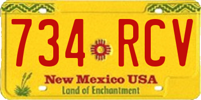NM license plate 734RCV