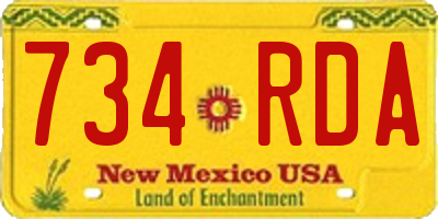 NM license plate 734RDA
