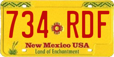 NM license plate 734RDF