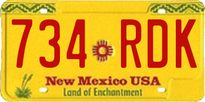 NM license plate 734RDK