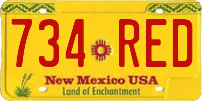 NM license plate 734RED
