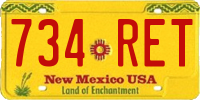 NM license plate 734RET