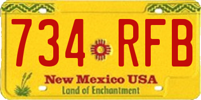 NM license plate 734RFB