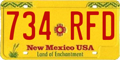 NM license plate 734RFD