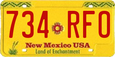 NM license plate 734RFO