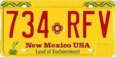 NM license plate 734RFV