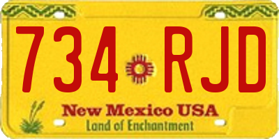 NM license plate 734RJD