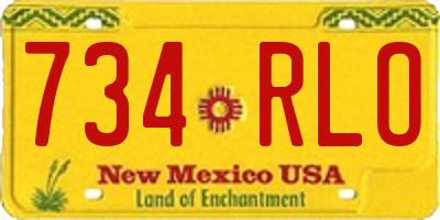 NM license plate 734RLO