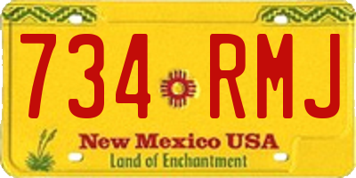NM license plate 734RMJ