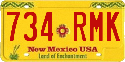 NM license plate 734RMK